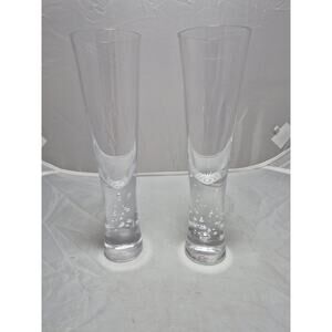 💥 Crate & Barrel Krosno Verve Champagne Flute Bubble Stem Set of 2 NEW